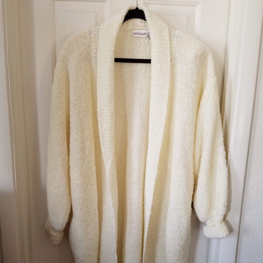 Bobbie Brooks Women’s Eggshell Cardigan Sweater Size Large Open Front